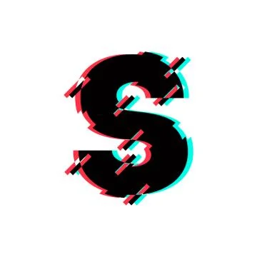 Vector Logo Letter S Glitch Distortion Diagonal Stock Illustration