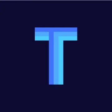 Vector Logo Letter T Blue Glowing Stock Illustration