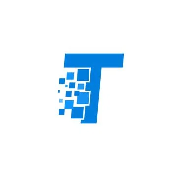 Vector Logo Letter T Blue Blocks Cubes Stock Illustration