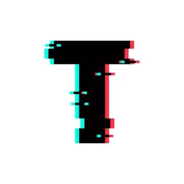 Vector Logo Letter T Glitch Distortion Stock Illustration