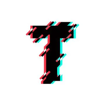 Vector Logo Letter T Glitch Distortion Diagonal Stock Illustration
