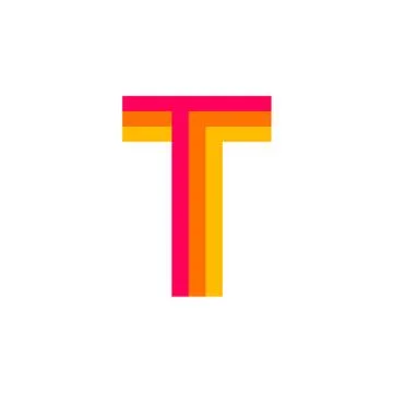Vector Logo Letter T Red Glowing Stock Illustration