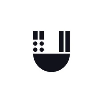 Vector Logo Letter U Black and White Stock Illustration