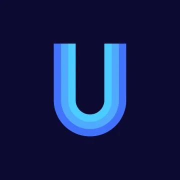 Vector Logo Letter U Blue Glowing Stock Illustration