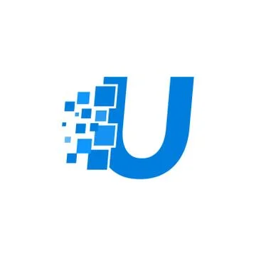 Vector Logo Letter U Blue Blocks Cubes Stock Illustration