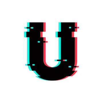 Vector Logo Letter U Glitch Distortion Stock Illustration