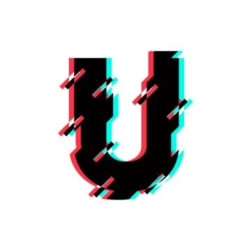 Vector Logo Letter U Glitch Distortion Diagonal Stock Illustration