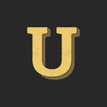 Vector Logo Letter U Gold Vintage Stock Illustration