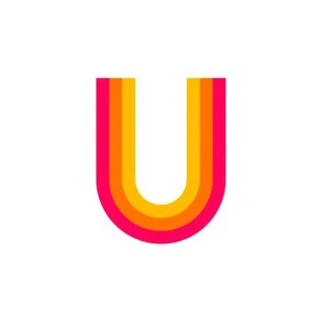 Vector Logo Letter U Red Glowing Stock Illustration
