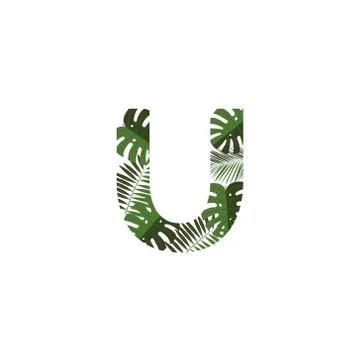 Vector Logo Letter U Tropical Leaves Stock Illustration