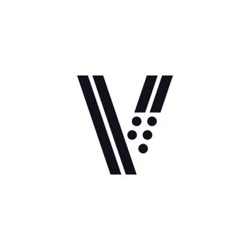 Vector Logo Letter V Black and White Stock Illustration