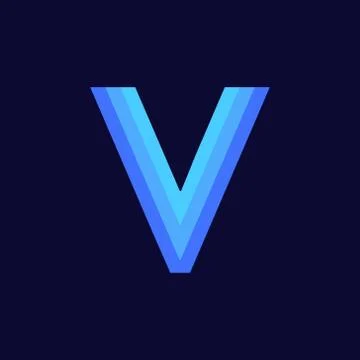 Vector Logo Letter V Blue Glowing Stock Illustration