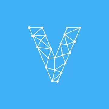Vector Logo Letter V Dots Lines Stock Illustration
