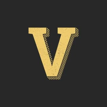 Vector Logo Letter V Gold Vintage Stock Illustration