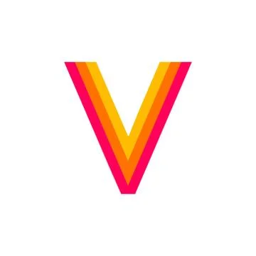 Vector Logo Letter V Red Glowing Stock Illustration