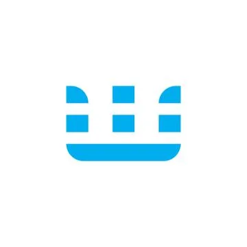 Vector Logo Letter W Blue Stripes Stock Illustration