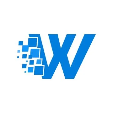 Vector Logo Letter W Blue Blocks Cubes Stock Illustration