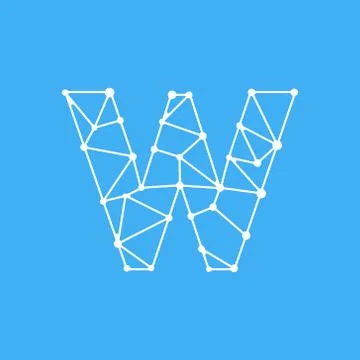 Vector Logo Letter W Dots Lines Stock Illustration