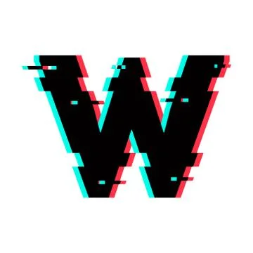 Vector Logo Letter W Glitch Distortion Stock Illustration