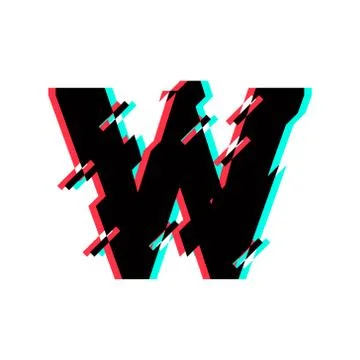 Vector Logo Letter W Glitch Distortion Diagonal Stock Illustration