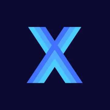 Vector Logo Letter X Blue Glowing Stock Illustration