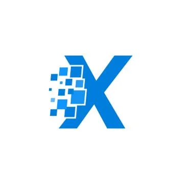 Vector Logo Letter X Blue Blocks Cubes Stock Illustration