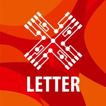 Vector logo letter X in the form chip on a red background Stockillustratie
