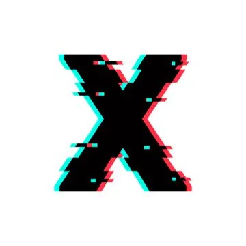 Vector Logo Letter X Glitch Distortion Stock Illustration