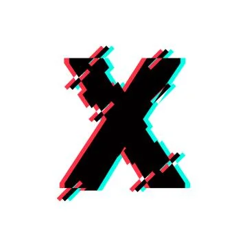 Vector Logo Letter X Glitch Distortion Diagonal Stock Illustration