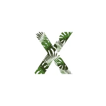 Vector Logo Letter X Tropical Leaves Stock Illustration