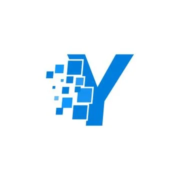 Vector Logo Letter Y Blue Blocks Cubes Stock Illustration