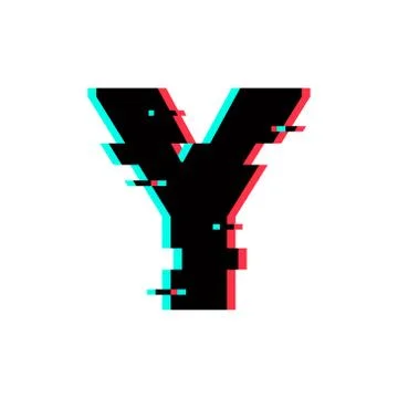 Vector Logo Letter Y Glitch Distortion Stock Illustration
