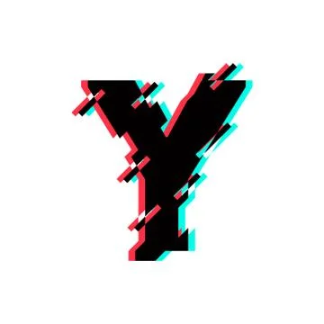 Vector Logo Letter Y Glitch Distortion Diagonal Stock Illustration