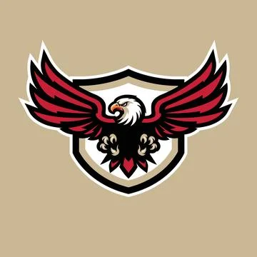 Vector logo of Majestic Bald Eagle Spreading its Wings Inside a Shield 스톡 일러스트