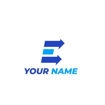 Vector logo mark, E letter with arrows Stock Illustration