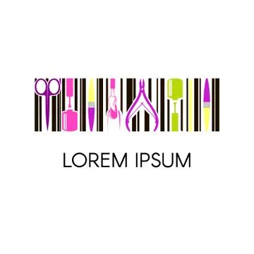Vector logo for nail design company with business name card and corporate Stock Illustration