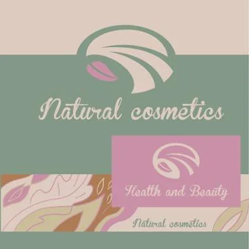Vector logo natural cosmetics. Banner and badge. The color background pattern 스톡 일러스트