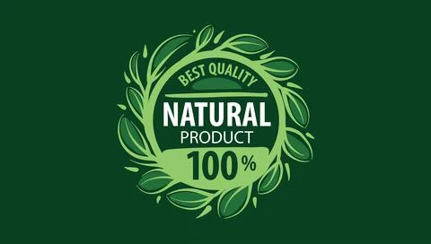 Vector logo of a natural product, hand-drawn in an artistic style Stock Illustration