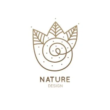 Vector logo of nature. Simple logotype of winter garden, round lake. Outline Illustrazione stock
