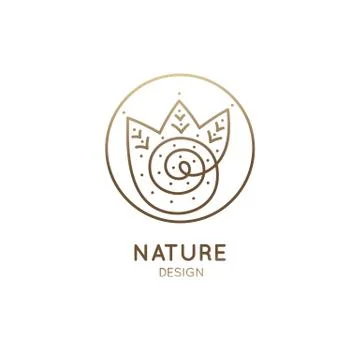 Vector logo of nature. Simple logotype of winter garden, round lake. Outline Stock Illustration