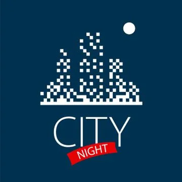 Vector logo night city and moon Illustrazione stock