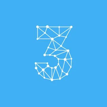 Vector Logo Number 3 Dots Lines Stock Illustration