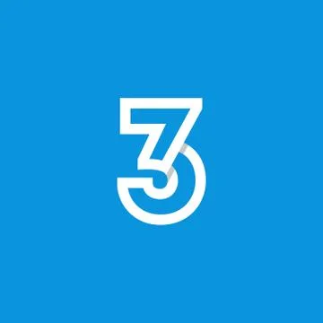 Vector Logo Number 3 White Stock Illustration
