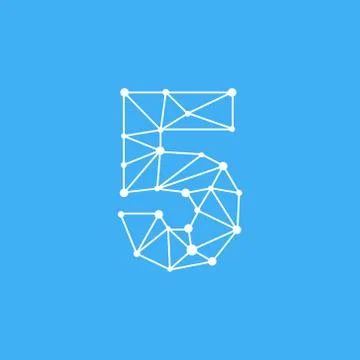 Vector Logo Number 5 Dots Lines Stock Illustration