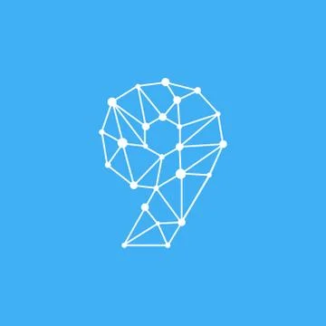 Vector Logo Number 9 Dots Lines Stock Illustration