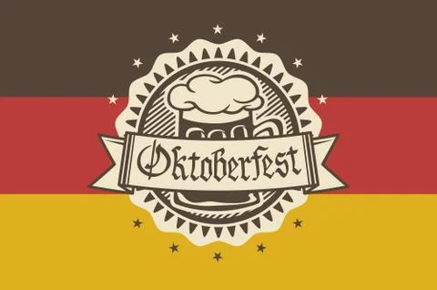 Vector logo for Oktoberfest in the pub or bar during the fest, beer mug wit.. Stock Illustration
