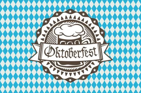 Vector logo for Oktoberfest in the pub or bar during the fest, beer mug wit.. Stock Illustration