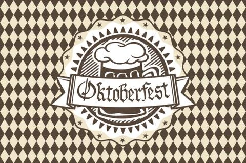 Vector logo for Oktoberfest in the pub or bar during the fest, beer mug wit.. Stock Illustration