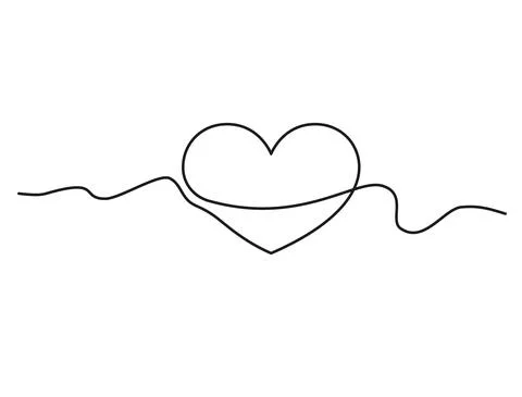 Vector logo one line heart. Simple hand drawn line. Stock Illustration