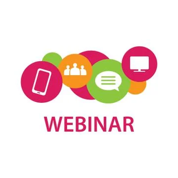 Vector logo for online webinar, web conference Illustrazione stock